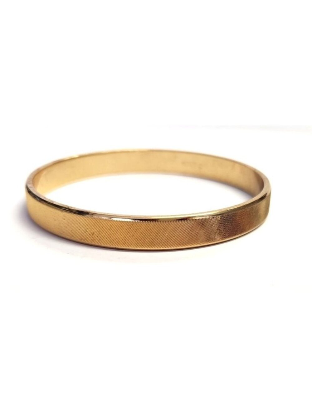 Gold Tone Bangle Bracelet With Etched Lines
